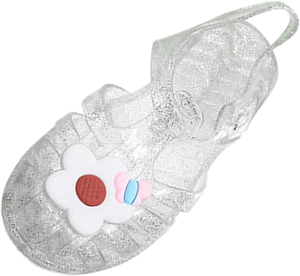 Toddler Baby Girls Shoes Slip On Cute Fruit Jelly Colors Hollow Out Non-slip Soft Sole Beach Sandals Comfy Shoes Q-870 White 10
