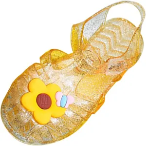 Toddler Baby Girls Shoes Slip On Cute Fruit Jelly Colors Hollow Out Non-slip Soft Sole Beach Sandals Comfy Shoes Q-870 Yellow 1
