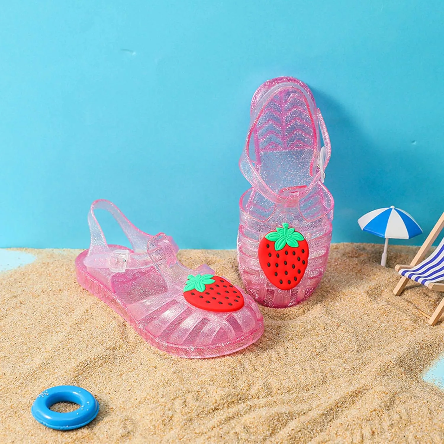 Toddler Baby Girls Shoes Slip On Cute Fruit Jelly Colors Hollow Out Non-slip Soft Sole Beach Sandals Comfy Shoes