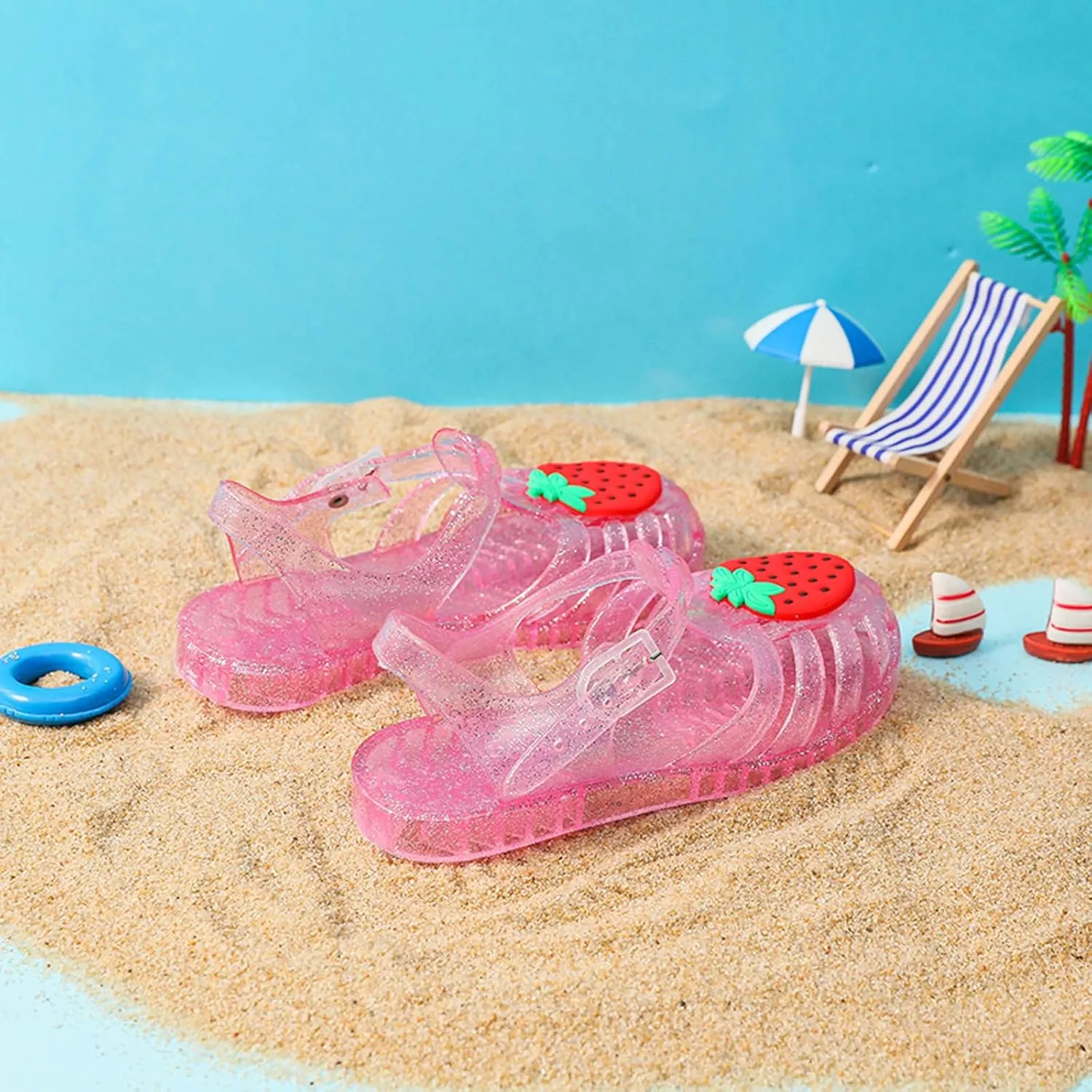 Toddler Baby Girls Shoes Slip On Cute Fruit Jelly Colors Hollow Out Non-slip Soft Sole Beach Sandals Comfy Shoes