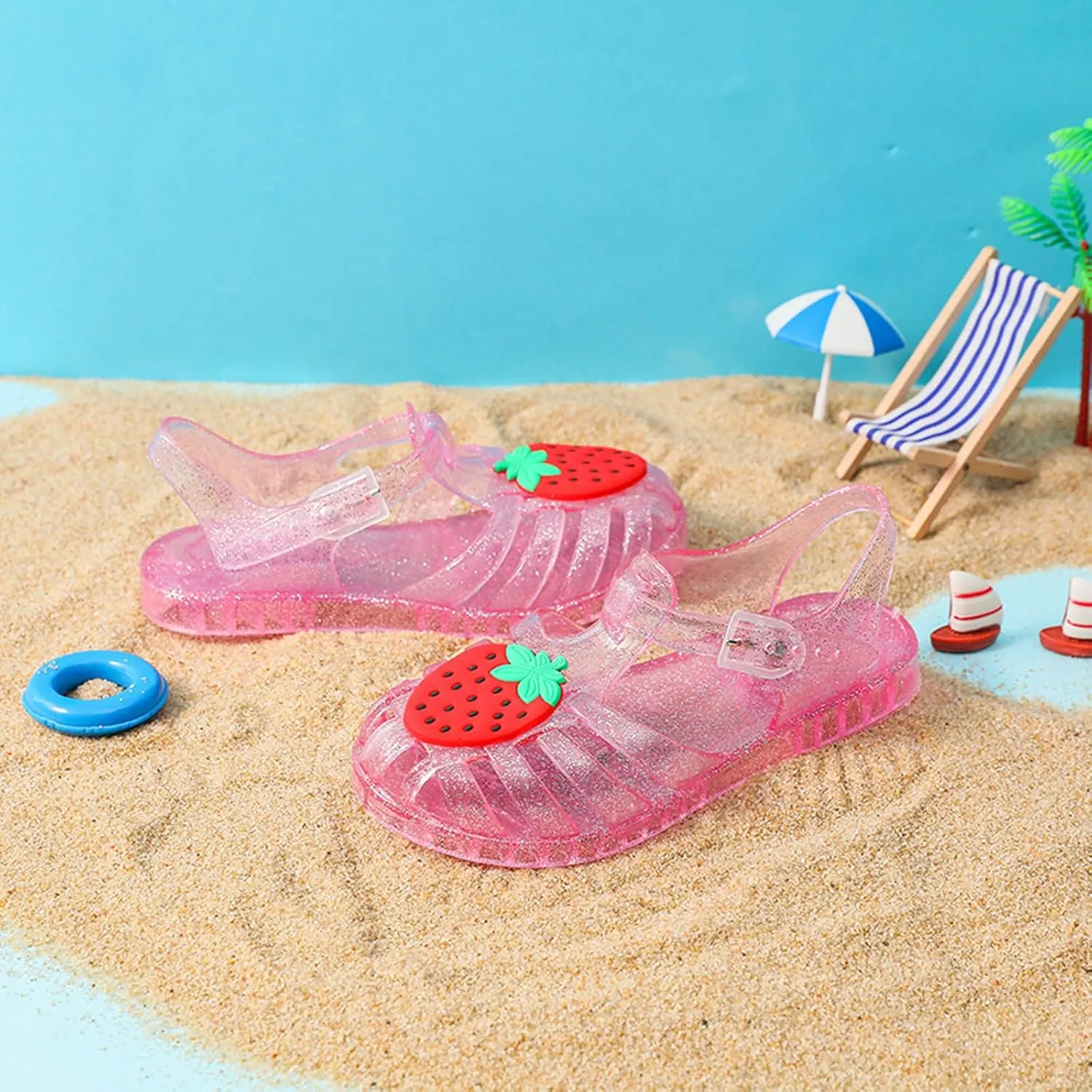 Toddler Baby Girls Shoes Slip On Cute Fruit Jelly Colors Hollow Out Non-slip Soft Sole Beach Sandals Comfy Shoes