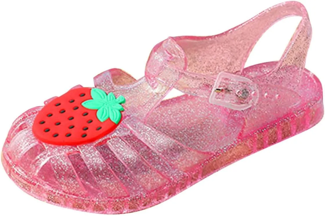 Toddler Baby Girls Shoes Slip On Cute Fruit Jelly Colors Hollow Out Non-slip Soft Sole Beach Sandals Comfy Shoes