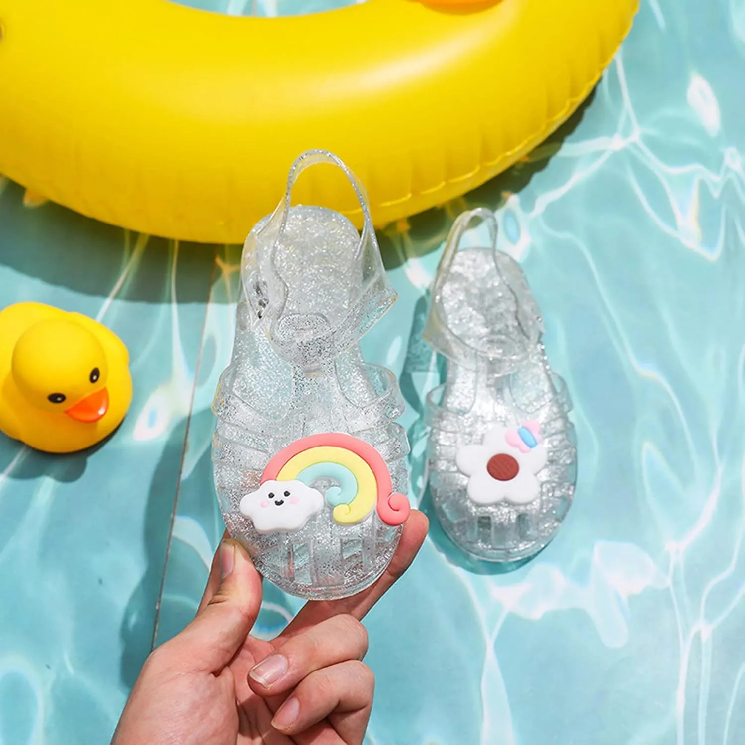 Toddler Baby Girls Shoes Slip On Cute Fruit Jelly Colors Hollow Out Non-slip Soft Sole Beach Sandals Comfy Shoes