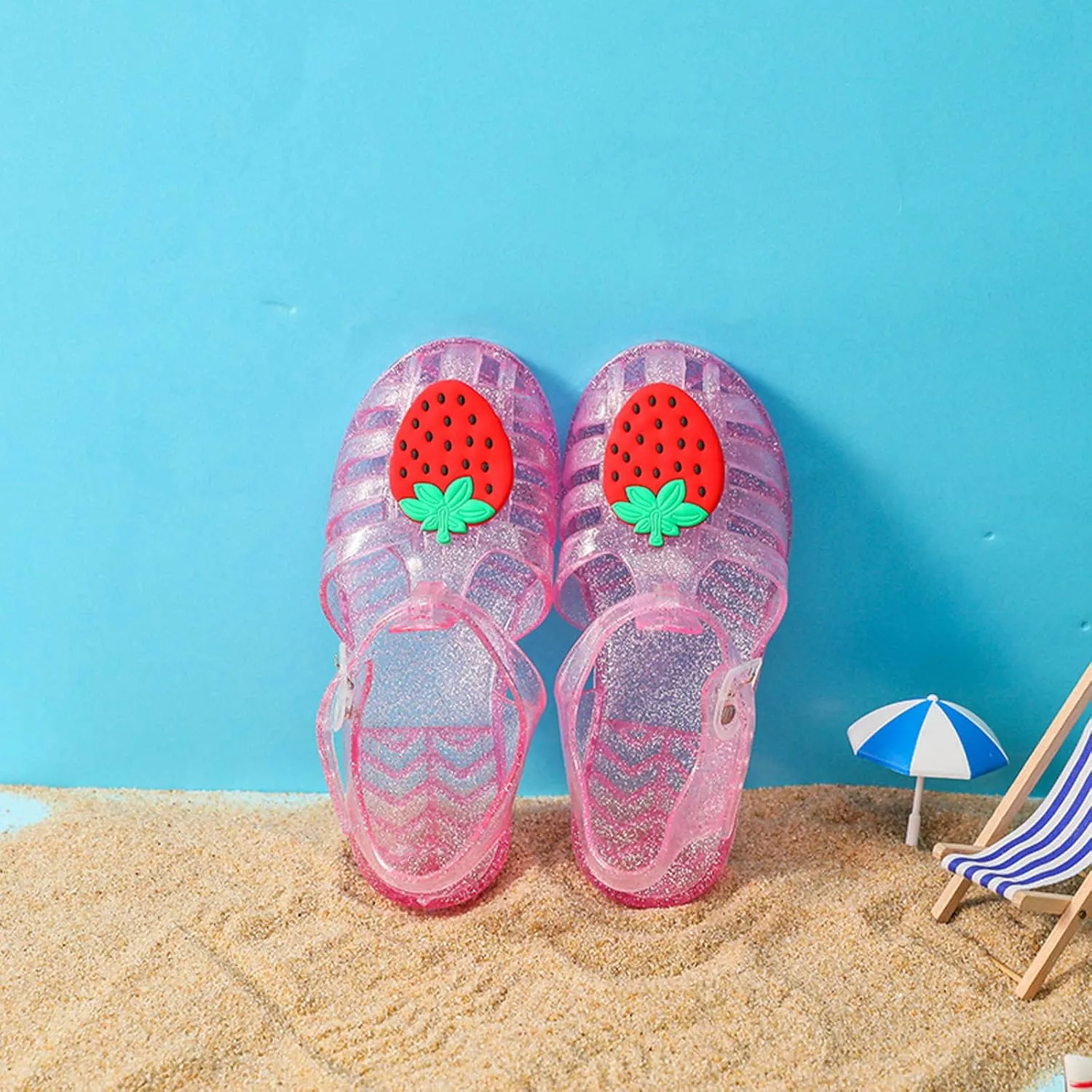 Toddler Baby Girls Shoes Slip On Cute Fruit Jelly Colors Hollow Out Non-slip Soft Sole Beach Sandals Comfy Shoes
