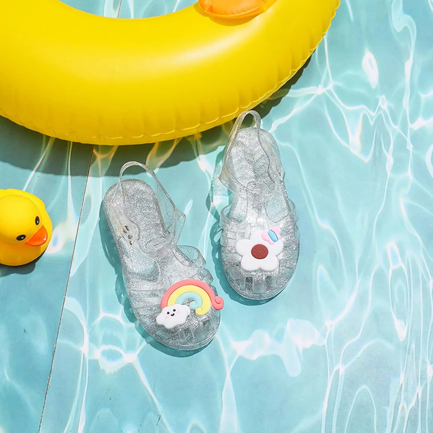 Toddler Baby Girls Shoes Slip On Cute Fruit Jelly Colors Hollow Out Non-slip Soft Sole Beach Sandals Comfy Shoes