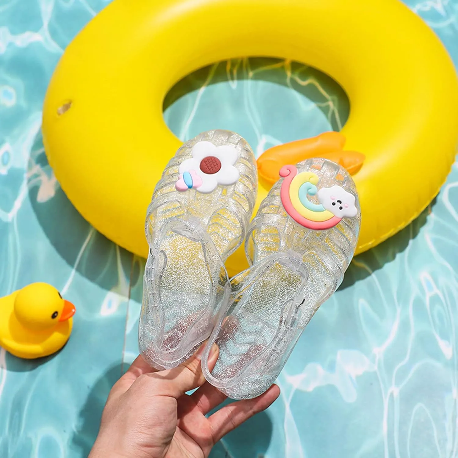 Toddler Baby Girls Shoes Slip On Cute Fruit Jelly Colors Hollow Out Non-slip Soft Sole Beach Sandals Comfy Shoes