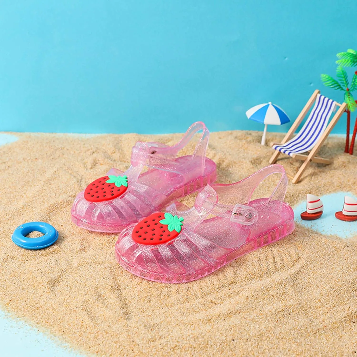 Toddler Baby Girls Shoes Slip On Cute Fruit Jelly Colors Hollow Out Non-slip Soft Sole Beach Sandals Comfy Shoes
