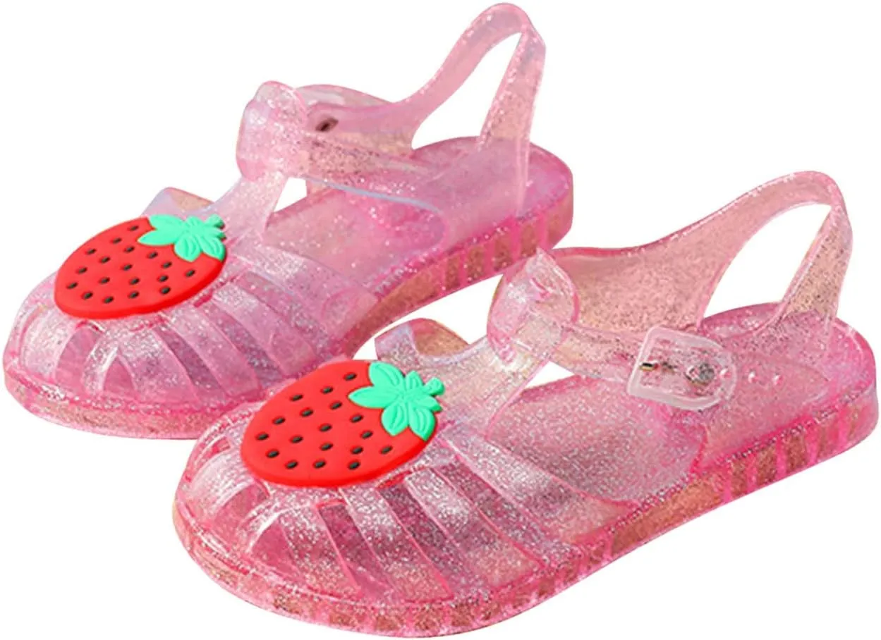 Toddler Baby Girls Shoes Slip On Cute Fruit Jelly Colors Hollow Out Non-slip Soft Sole Beach Sandals Comfy Shoes