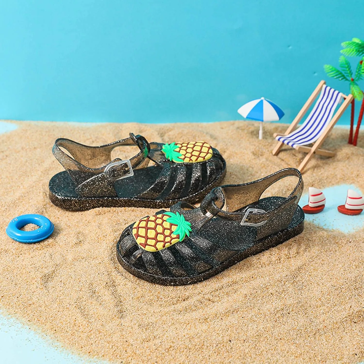Toddler Baby Girls Shoes Slip On Cute Fruit Jelly Colors Hollow Out Non-slip Soft Sole Beach Sandals Comfy Shoes
