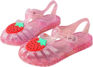 Toddler Baby Girls Shoes Slip On Cute Fruit Jelly Colors Hollow Out Non-slip Soft Sole Beach Sandals Comfy Shoes
