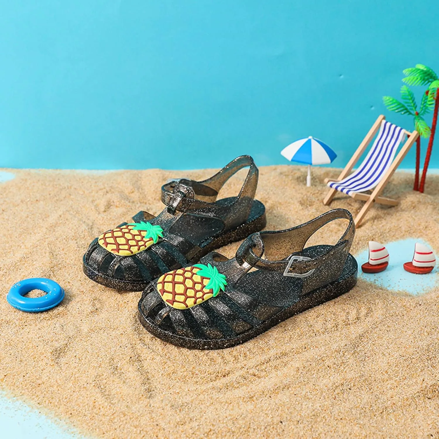Toddler Baby Girls Shoes Slip On Cute Fruit Jelly Colors Hollow Out Non-slip Soft Sole Beach Sandals Comfy Shoes