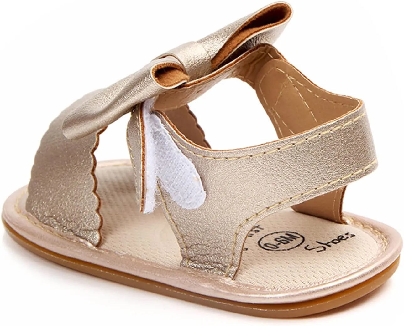 Toddler Girl Open Toe Sandals Baby Flower Bowknot Anti Slip Ankle Strap Soft Sole Outdoor Dress Flats Shoes