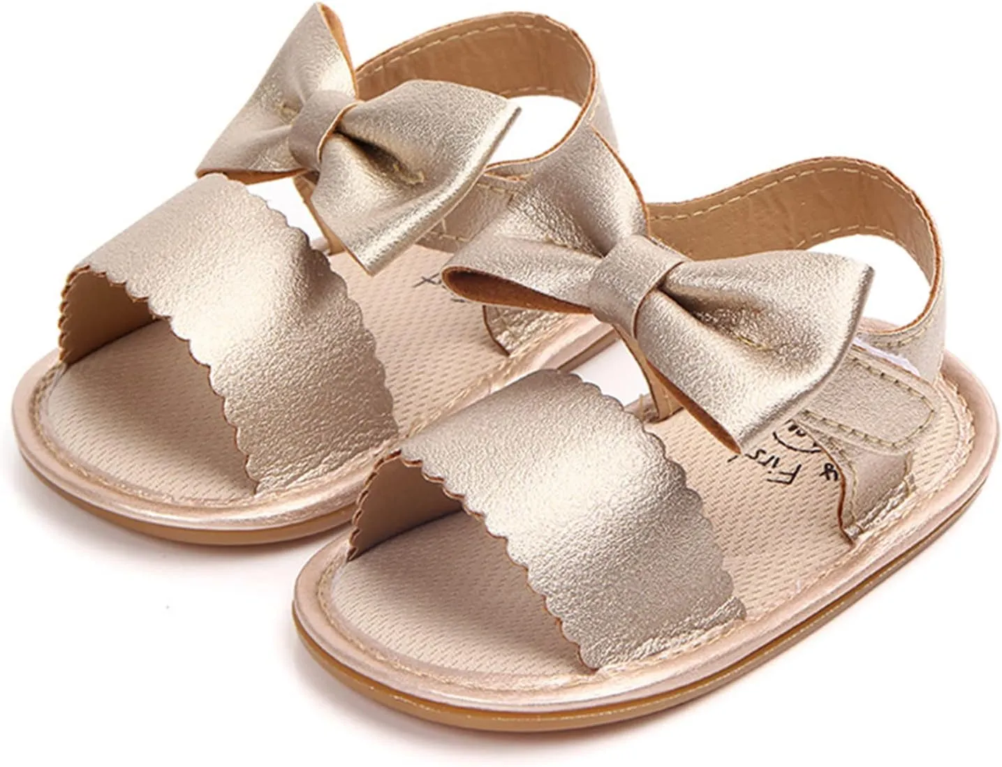 Toddler Girl Open Toe Sandals Baby Flower Bowknot Anti Slip Ankle Strap Soft Sole Outdoor Dress Flats Shoes