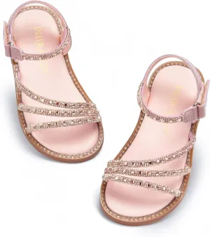 Toddler Girl Sandals - Flower Girl Dress Shoes Open Toe Little Kid Summer Flats