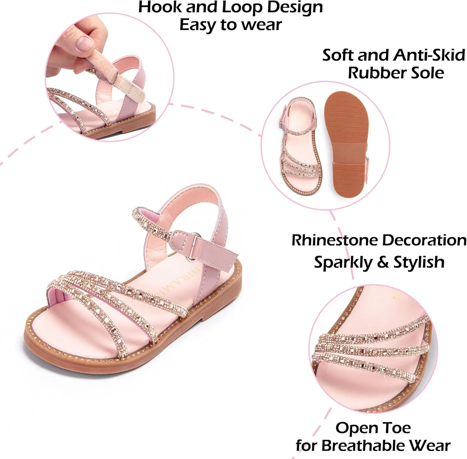 Toddler Girl Sandals - Flower Girl Dress Shoes Open Toe Little Kid Summer Flats