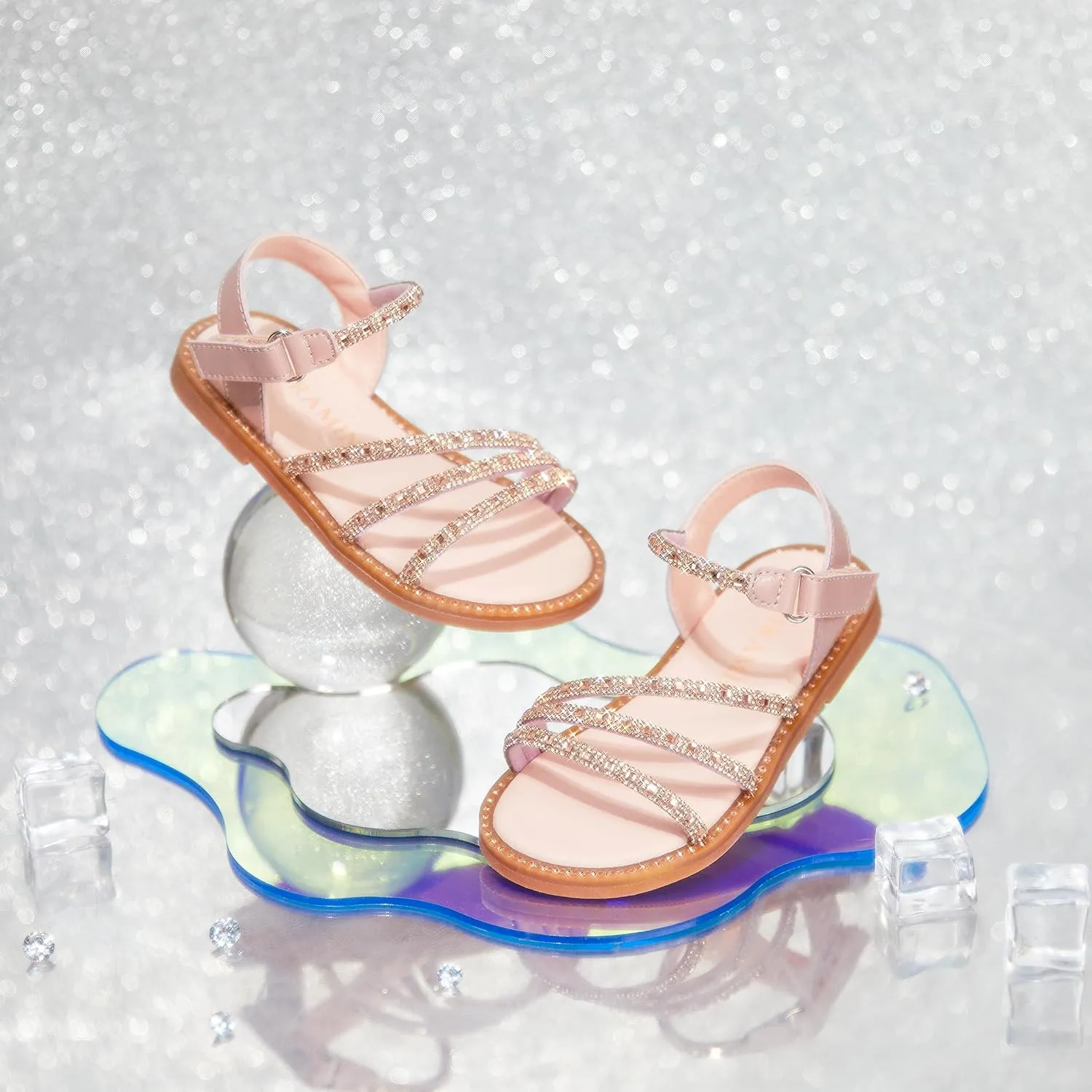 Toddler Girl Sandals - Flower Girl Dress Shoes Open Toe Little Kid Summer Flats