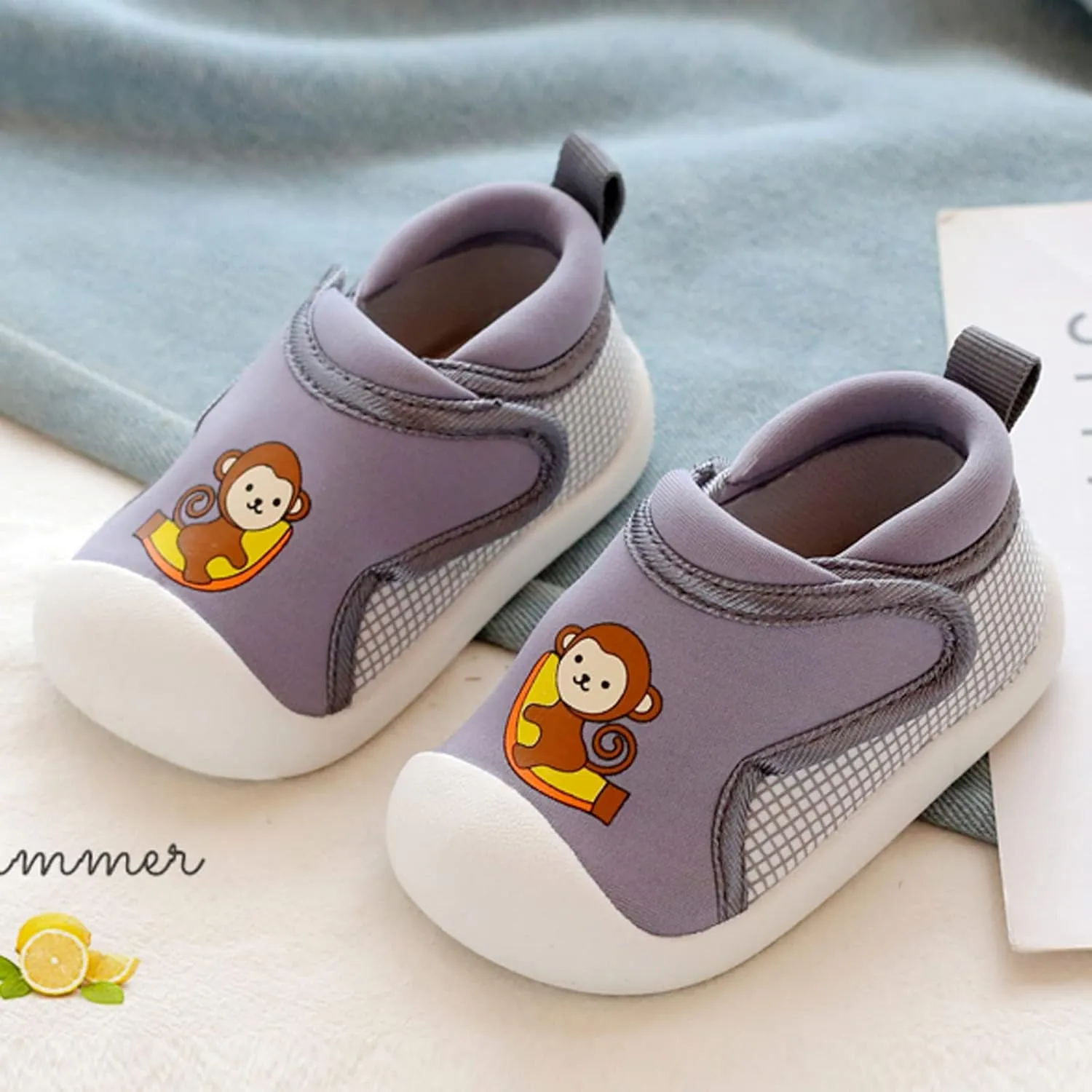 Toddler Girls Boys Leisure Shoes Cotton Cloth artoon Animal Prints Soft Flat Bottom Breathable Slip On Sport Shoes