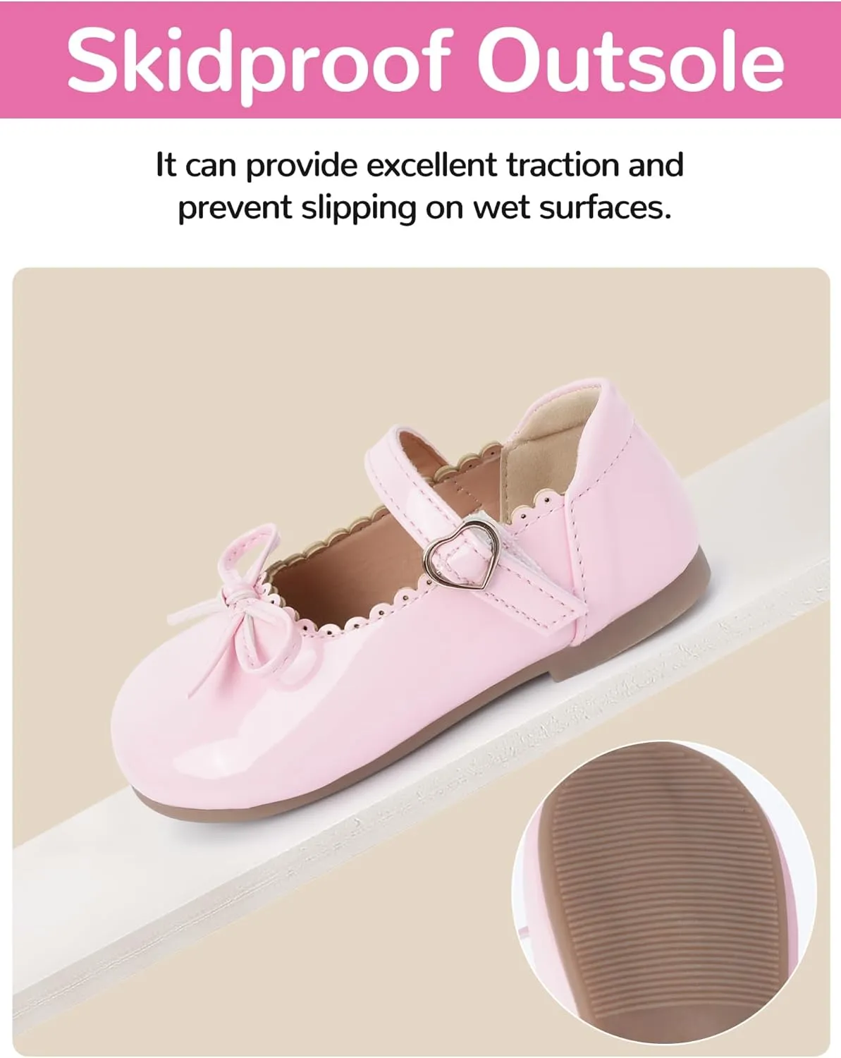 Toddler Girls Mary Jane Flats with Bow Shiny PU Leather Princess Shoes Breathable Non-Slip Ballet Shoes 4-13