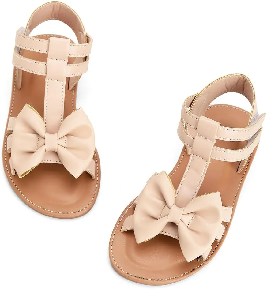 Toddler Girls Sandals Open Toe Summer Flats Flower Girl Dress Shoes for Baby Little Kids
