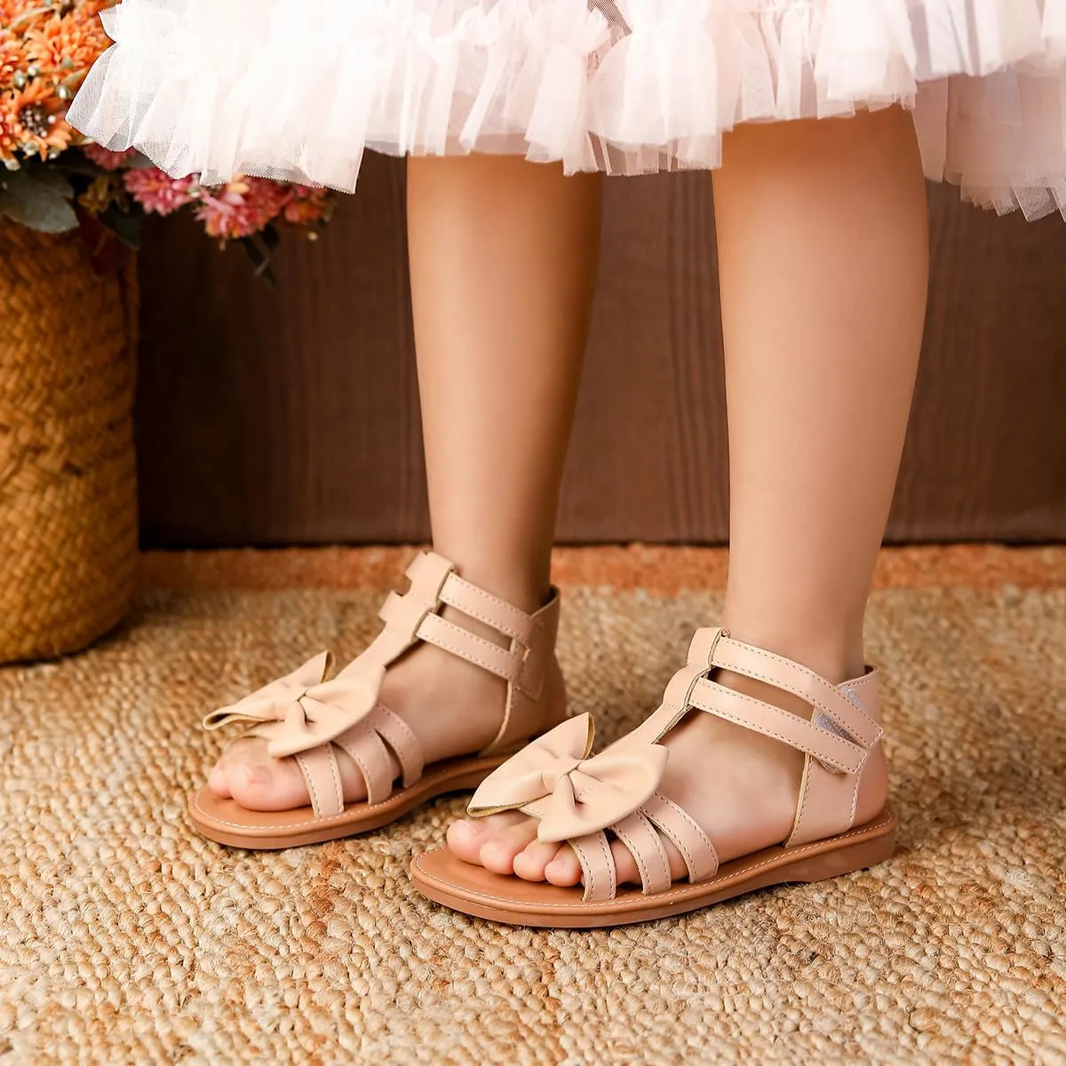 Toddler Girls Sandals Open Toe Summer Flats Flower Girl Dress Shoes for Baby Little Kids