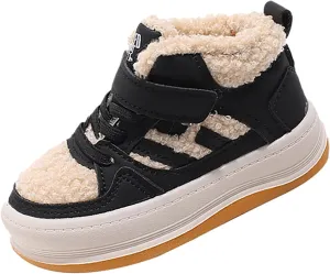 Toddler Kids Fleece Booties Anti-Slip Rubber Soft Sole Sneakers Boys Girls Warm Plush Lined Comfortable 7 Toddler Shoes