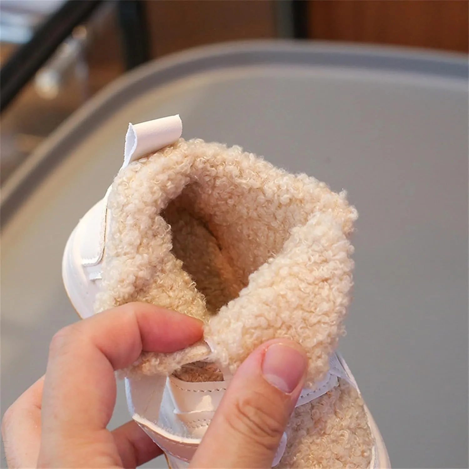 Toddler Kids Fleece Booties Anti-Slip Rubber Soft Sole Sneakers Boys Girls Warm Plush Lined Comfortable 7 Toddler Shoes