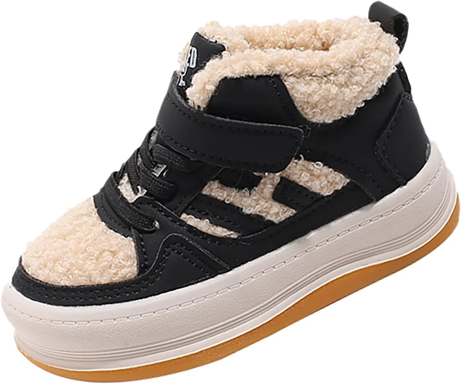 Toddler Kids Fleece Booties Anti-Slip Rubber Soft Sole Sneakers Boys Girls Warm Plush Lined Comfortable 7 Toddler Shoes