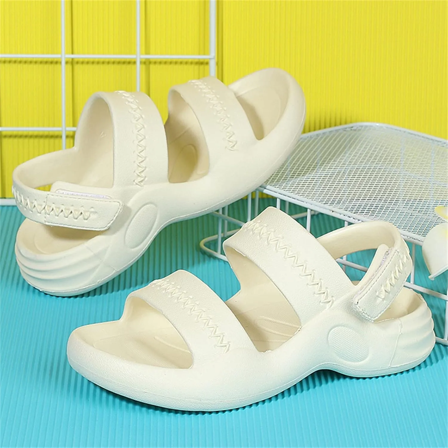 Toddler Memory Foam Open Toe Sandals With Strap Baby Boys Girls Summer Fashion Wide Shoes Light Comfy Slip On Loafers