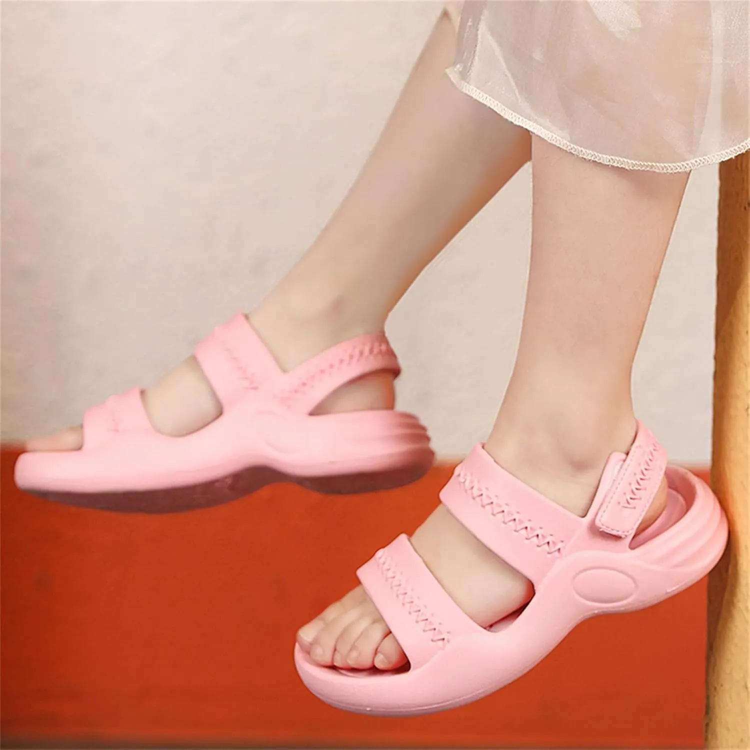 Toddler Memory Foam Open Toe Sandals With Strap Baby Boys Girls Summer Fashion Wide Shoes Light Comfy Slip On Loafers