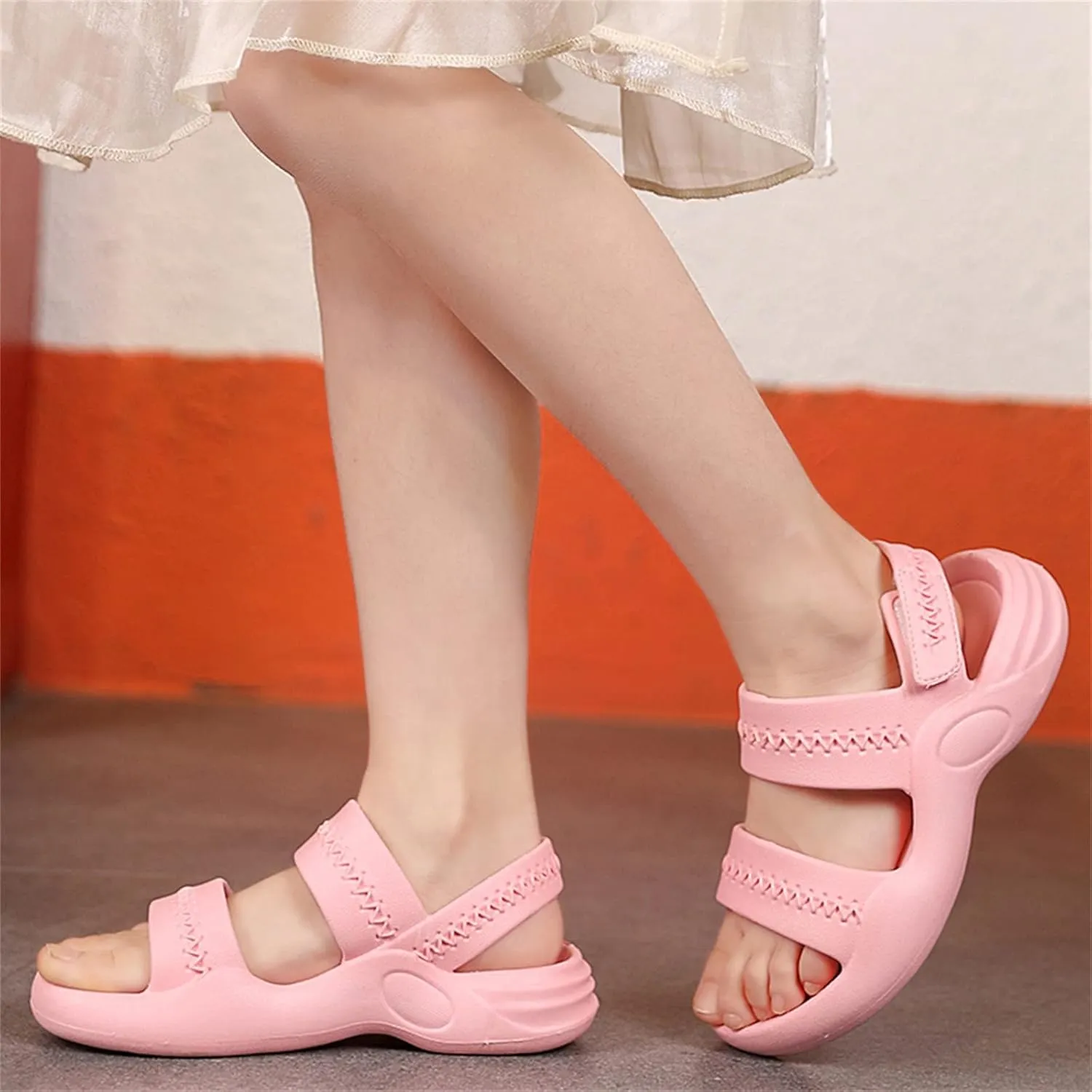 Toddler Memory Foam Open Toe Sandals With Strap Baby Boys Girls Summer Fashion Wide Shoes Light Comfy Slip On Loafers