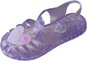 Toddler sandals Shoes Baby Girls Cute Crown Jelly Colors Clip On SHoe Hollow Out Non-slip Soft Sole Beach Sandals Z-619 Purple 1