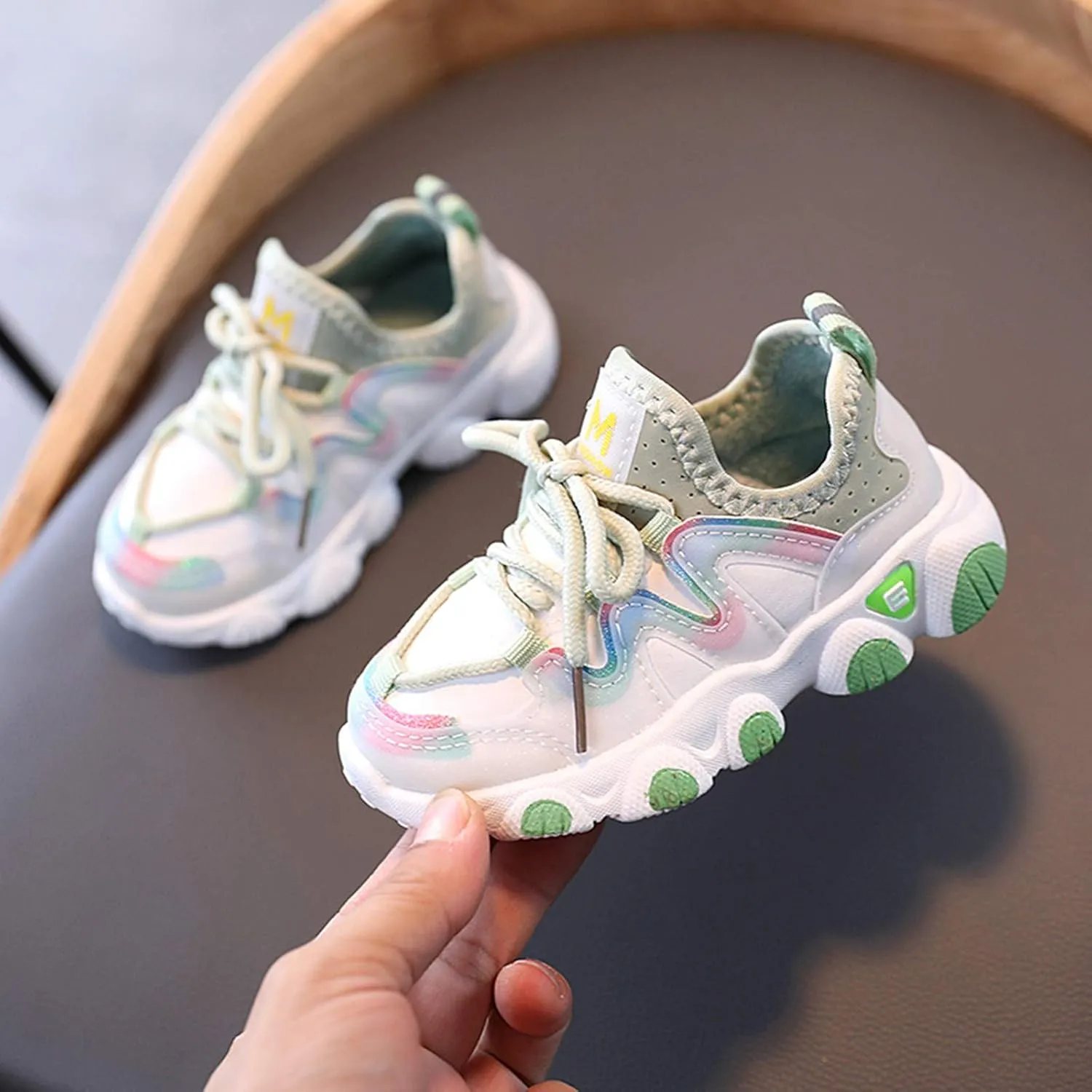 Toddler Shoes Baby Boys Girls Lace Up Sneakers First Running Shoes Kids PU Leather Soft Rubber Outdoor Sport Shoes