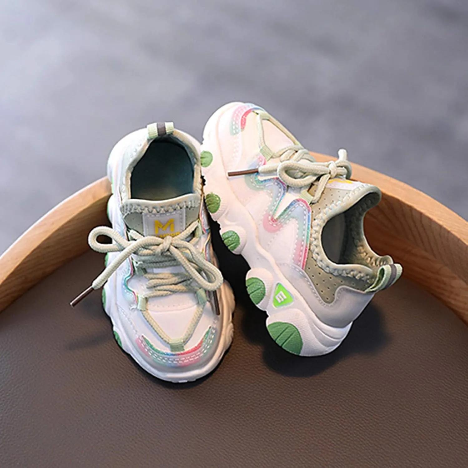 Toddler Shoes Baby Boys Girls Lace Up Sneakers First Running Shoes Kids PU Leather Soft Rubber Outdoor Sport Shoes