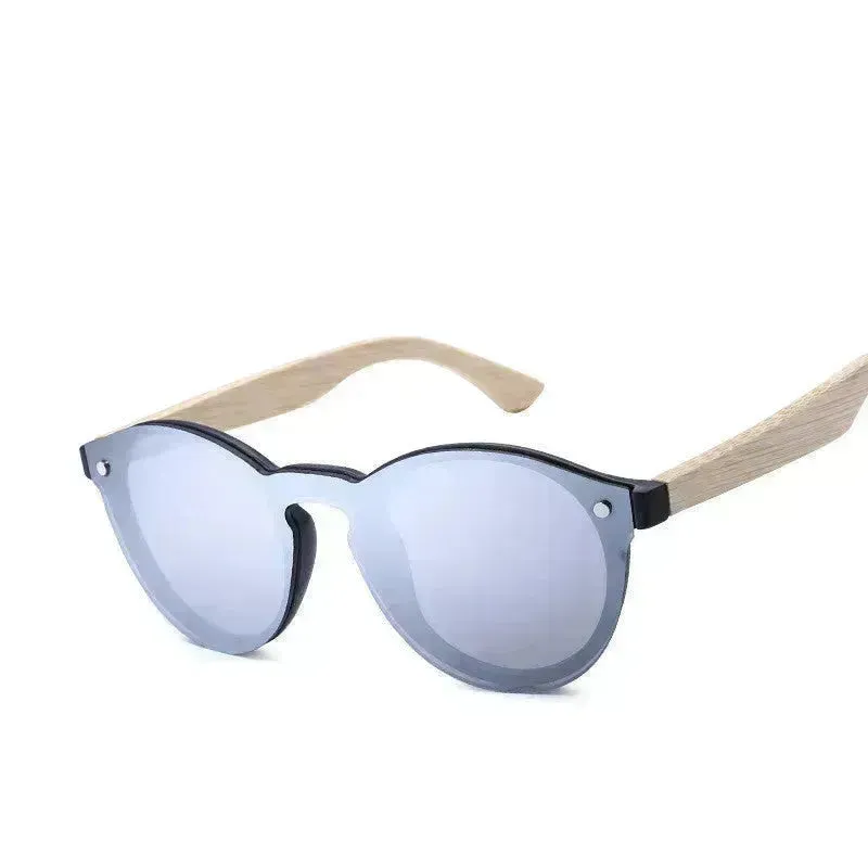 Unisex Sunglasses Color Film Wood Round Sunglasses Round Fashion Retro Bamboo Glasses For Men And Women