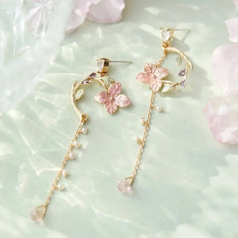 Vintage earrings with pink flower/Vintage earrings with red flower, earrings, boho, bohemian, vintage earrings, art deco earrings, 1980s