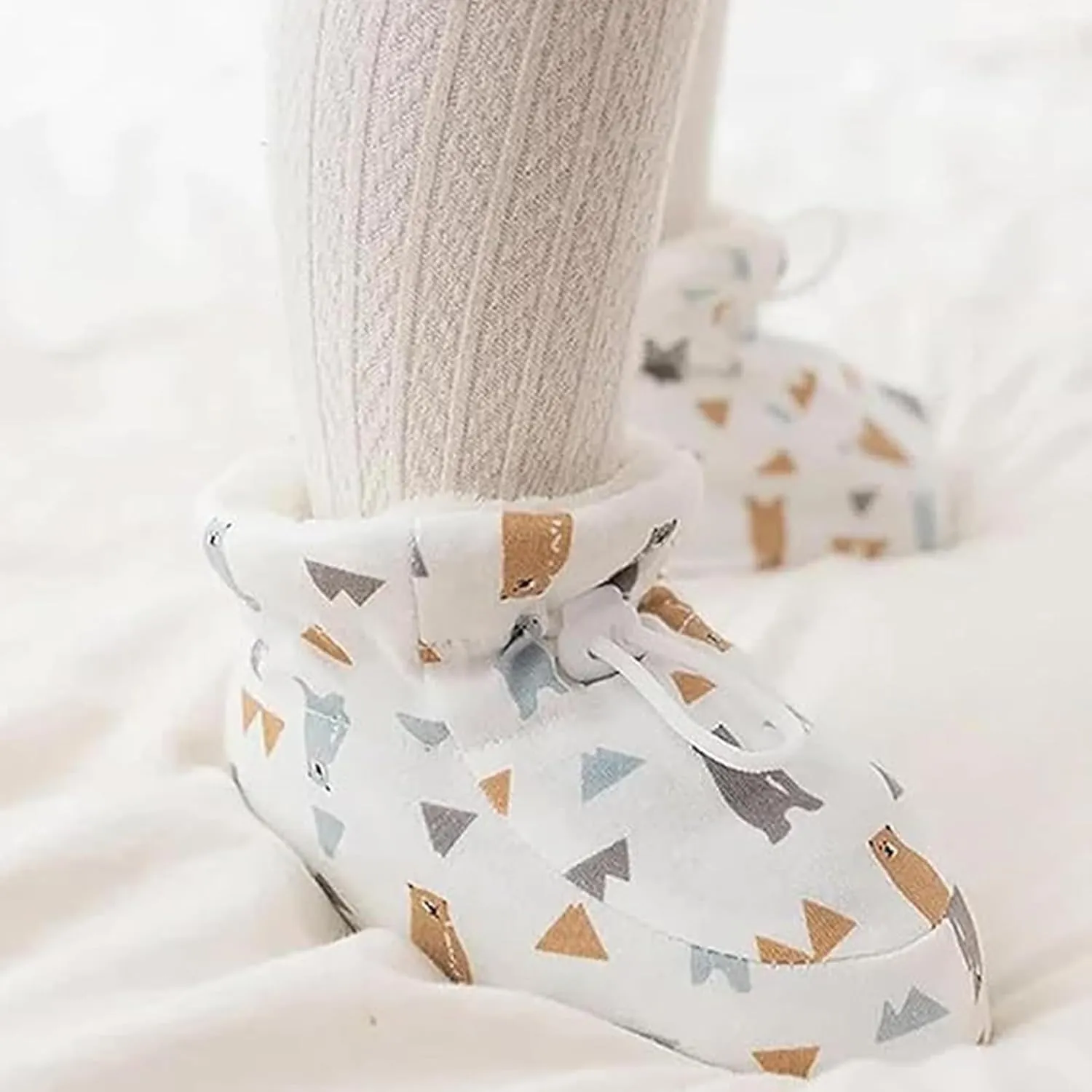 Warm Fur Baby Boots, Winter Warm Snow Boots Soft Sole Crib Shoes Booties for Newborn Infant Toddler