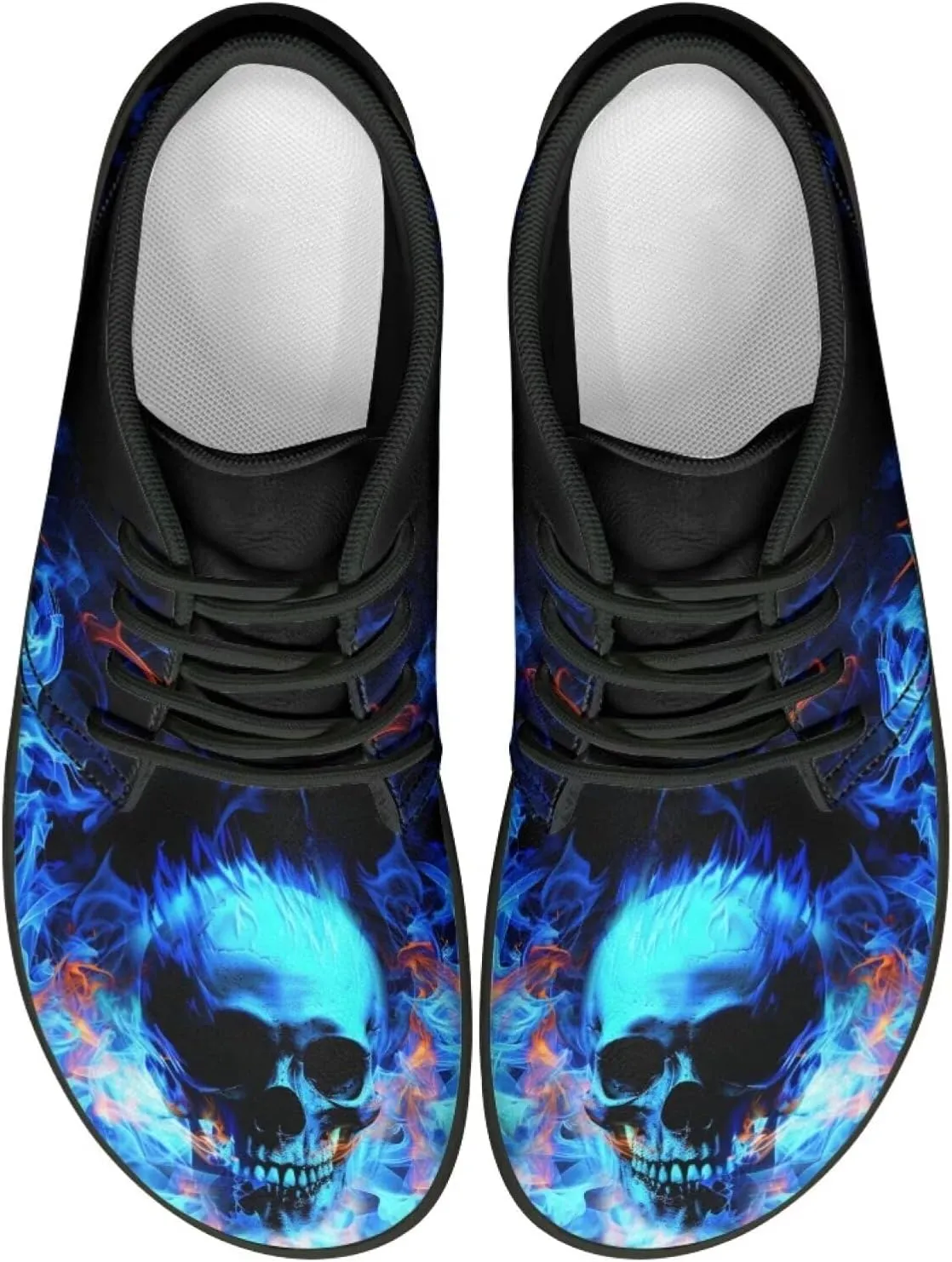 Wide Toe Skull Print Barefoot Shoes for Men - Cross Training Running Shoes with Rubber Sole