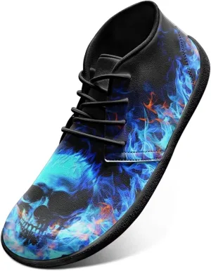 Wide Toe Skull Print Barefoot Shoes for Men - Cross Training Running Shoes with Rubber Sole