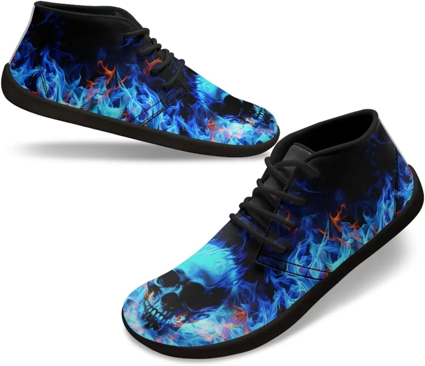 Wide Toe Skull Print Barefoot Shoes for Men - Cross Training Running Shoes with Rubber Sole