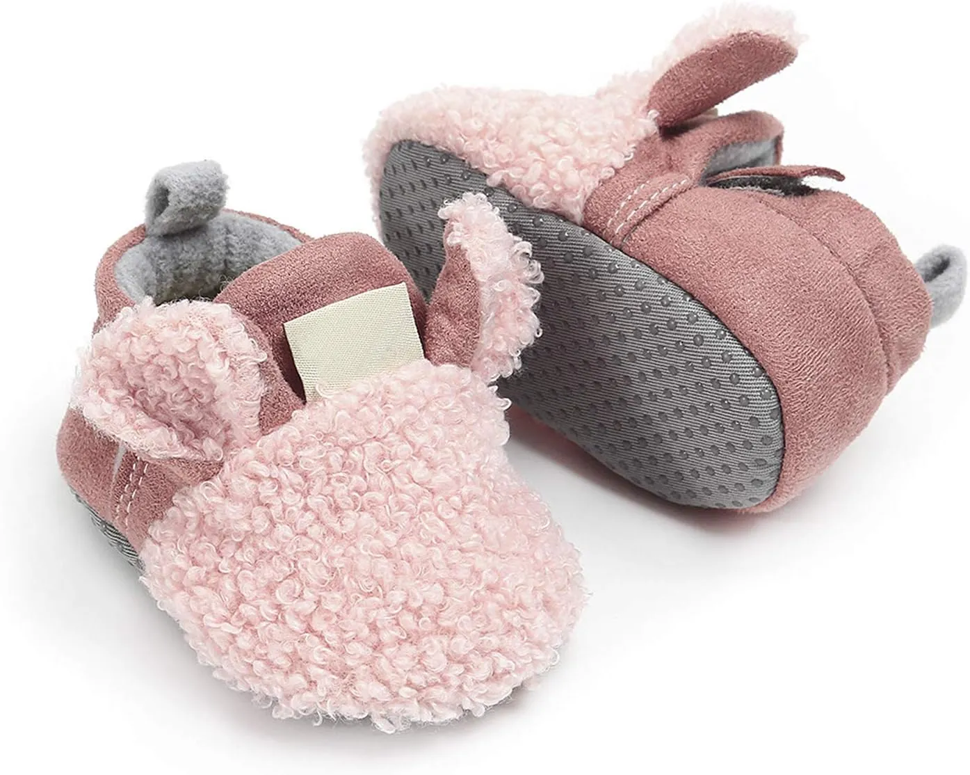 Winter Warm Baby Boys Girls Cotton Slippers Non-Slip Soft Sole Toddlers Booties Cute Cartoon Animal Fleece Cozy Infant Shoes