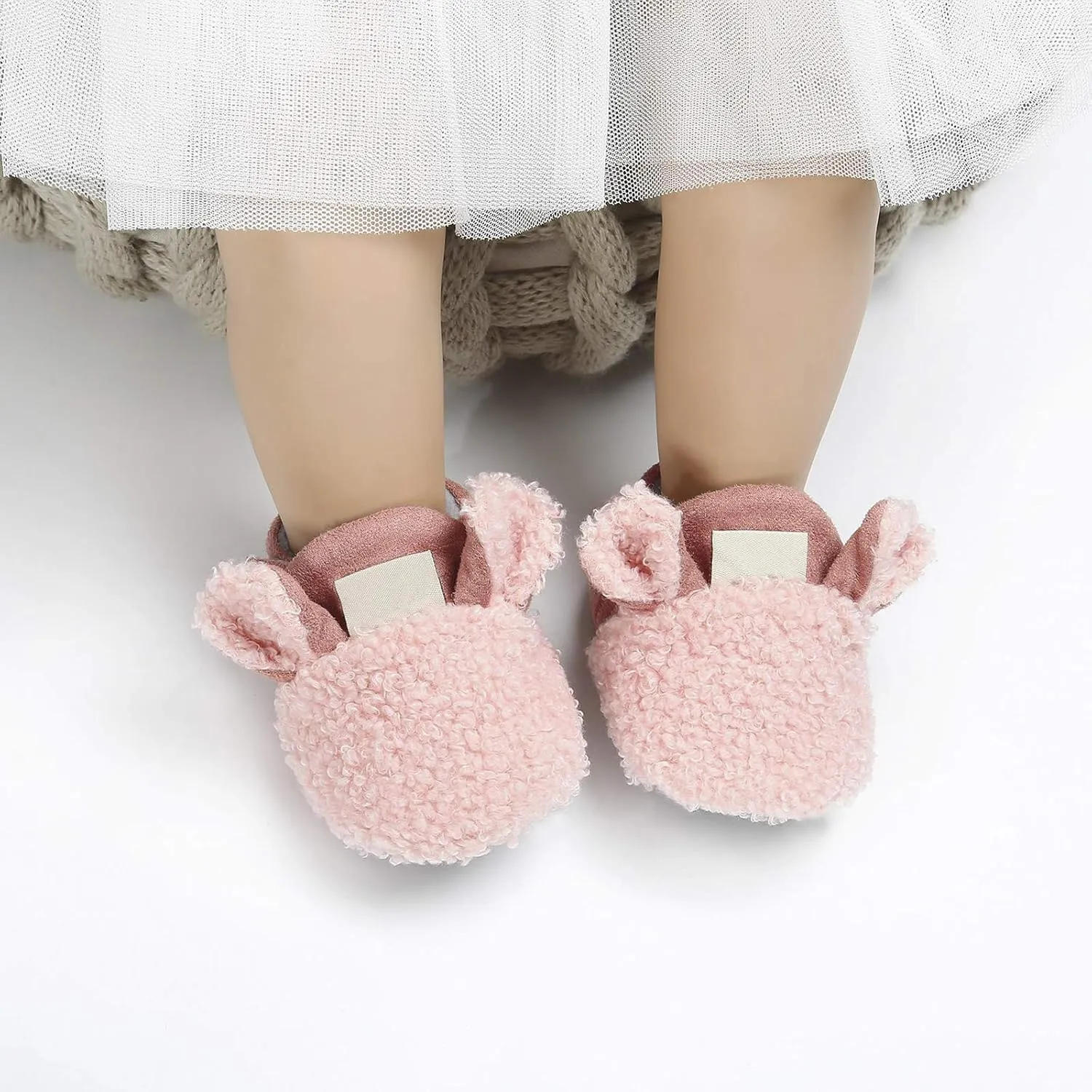 Winter Warm Baby Boys Girls Cotton Slippers Non-Slip Soft Sole Toddlers Booties Cute Cartoon Animal Fleece Cozy Infant Shoes