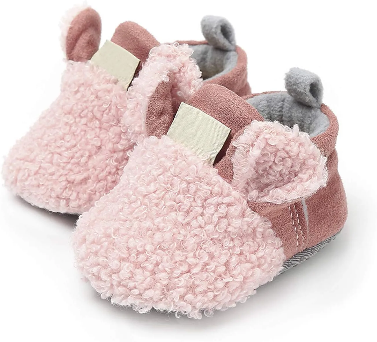 Winter Warm Baby Boys Girls Cotton Slippers Non-Slip Soft Sole Toddlers Booties Cute Cartoon Animal Fleece Cozy Infant Shoes