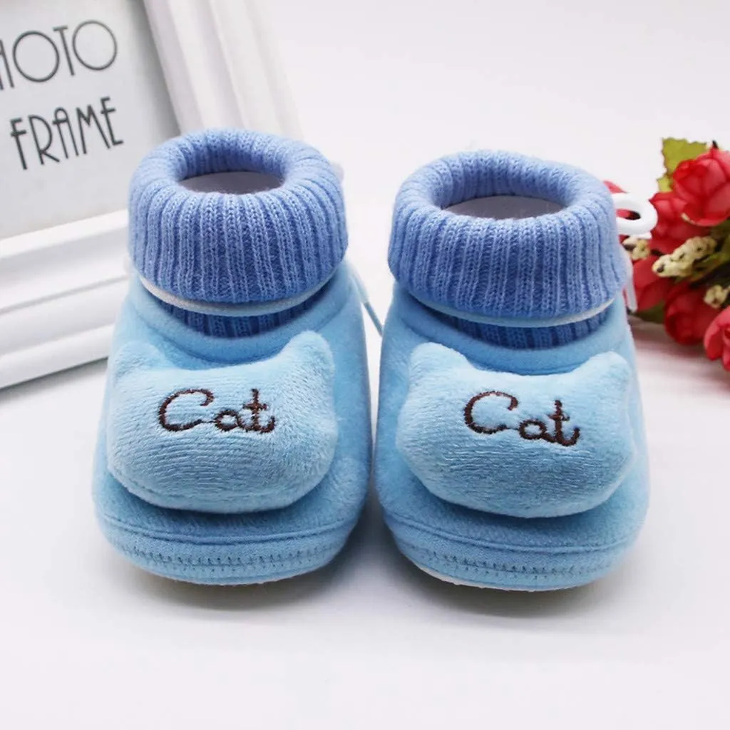 WUAI Newborn Baby Cozy Fleece Booties with Non Skid Bottom Soft Sole Winter Thick Warm Floor Socks Crib Shoes Boots