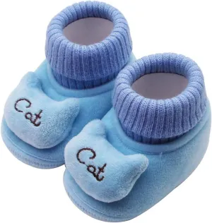 WUAI Newborn Baby Cozy Fleece Booties with Non Skid Bottom Soft Sole Winter Thick Warm Floor Socks Crib Shoes Boots